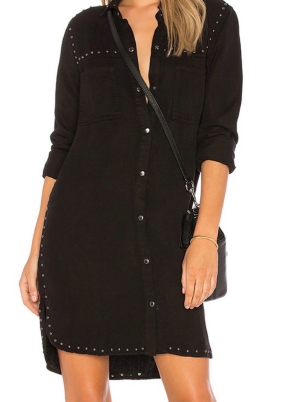 Rails Black Stud-Trim Mini Shirt Dress Size Small(2,4,6) EUC